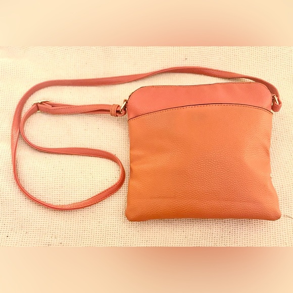 Handbags - Faux Leather Burnt Orange Crossbody Bag